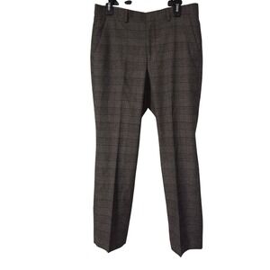 Men's Express Brown Plaid Dress Pants | Tailored Casual Trousers, Slim 31 x 30